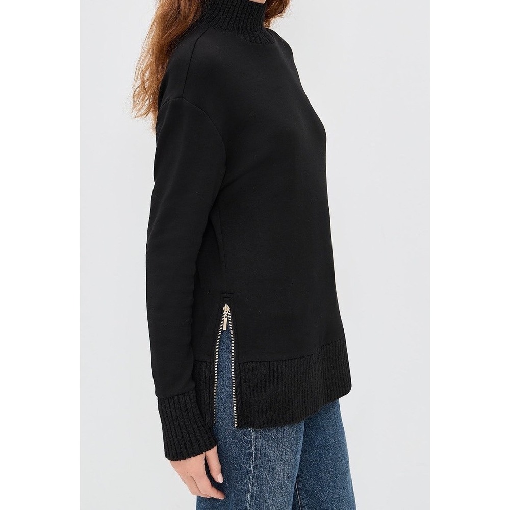 NEW Z Supply Sable Rib Sweatshirt Black Oversized Size Small Black